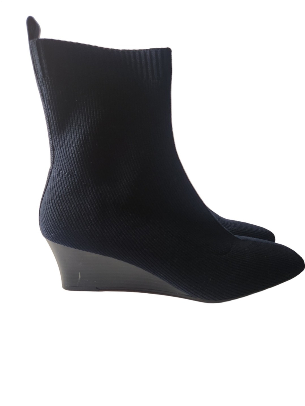 Vivaia Margot Square Toe Navy Ribbed Knit Wedge Boots Nwob Size 42 (10.5) - Picture 2 of 15